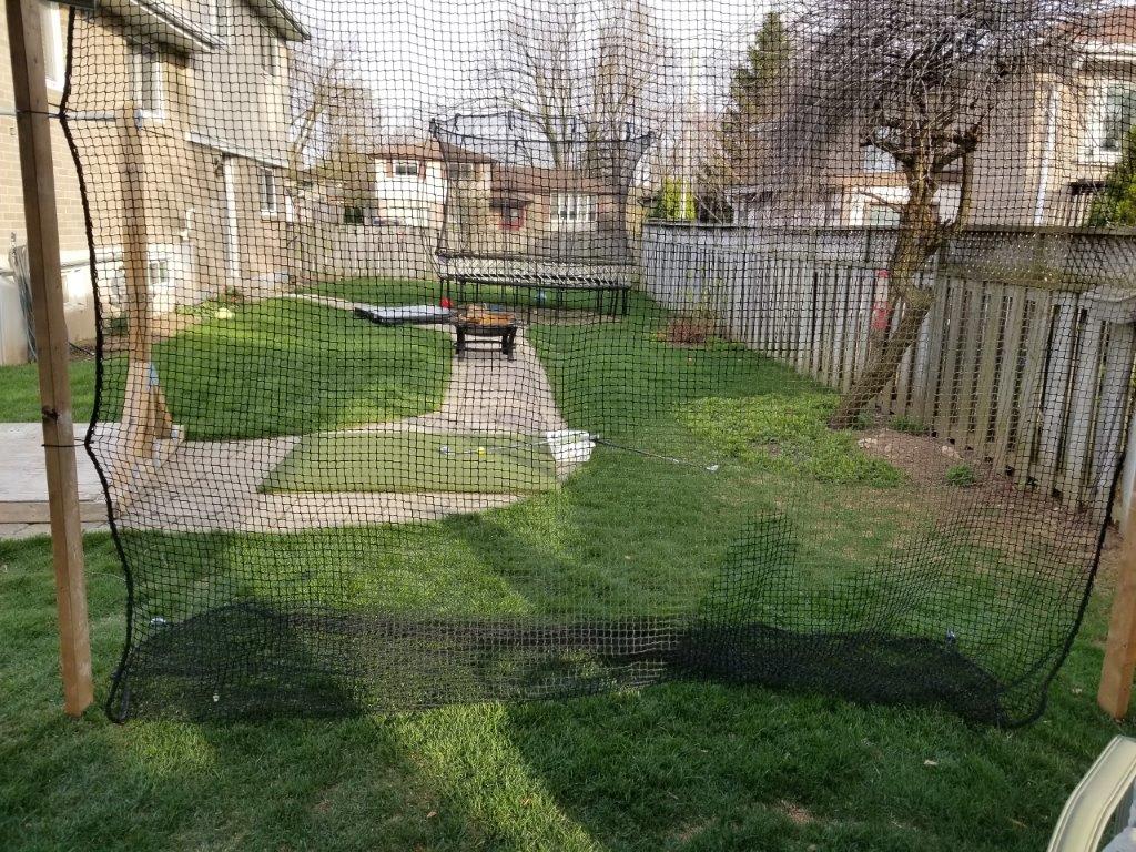 backyard golf netting and golf mat